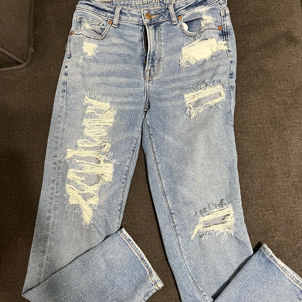 American Eagle Outfitters Light Blue Boyfriend Jeans with Distressing